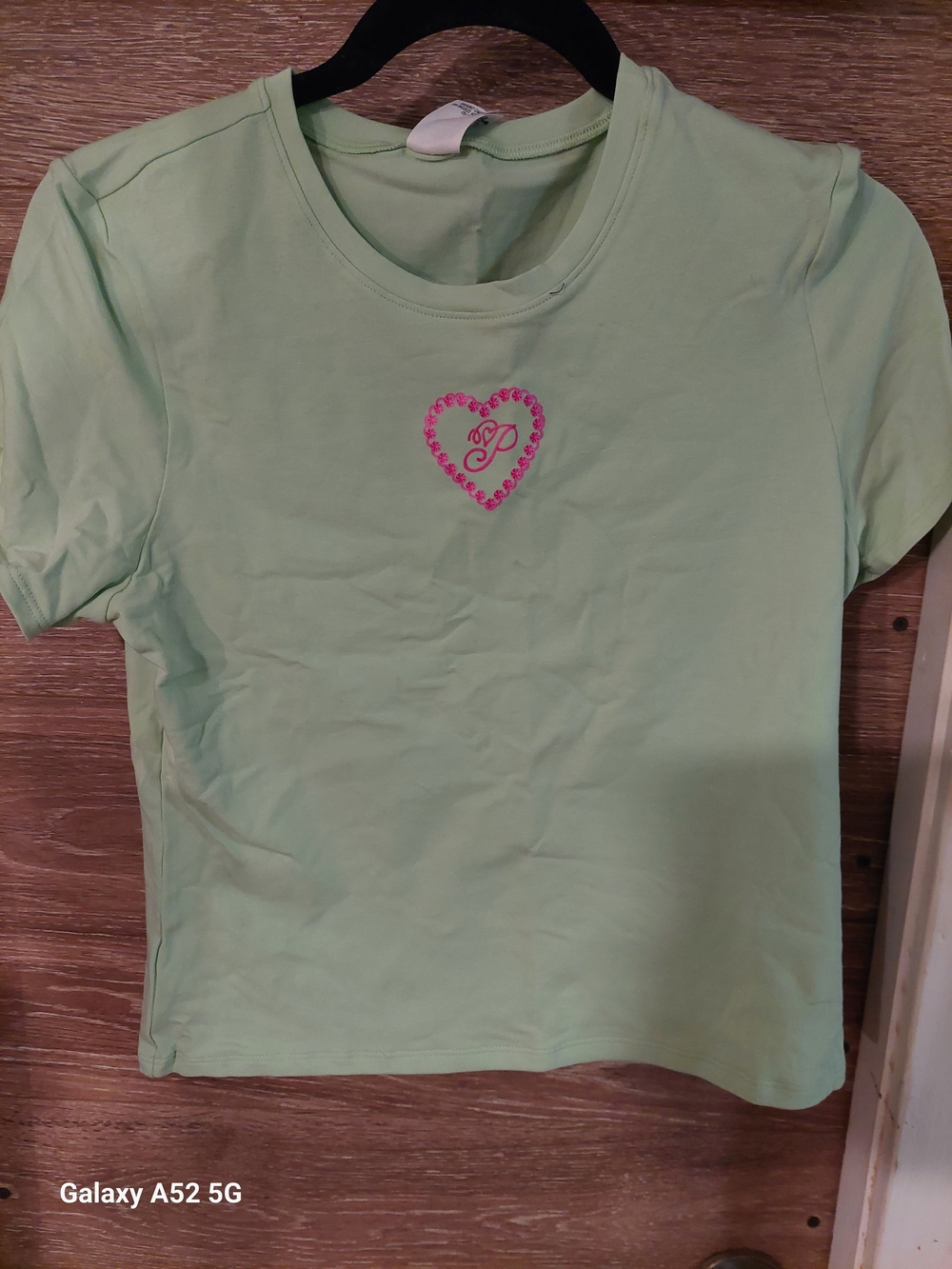 PINK Victoria's Secret Mint Green Short Sleeve Tee with Pink Heart